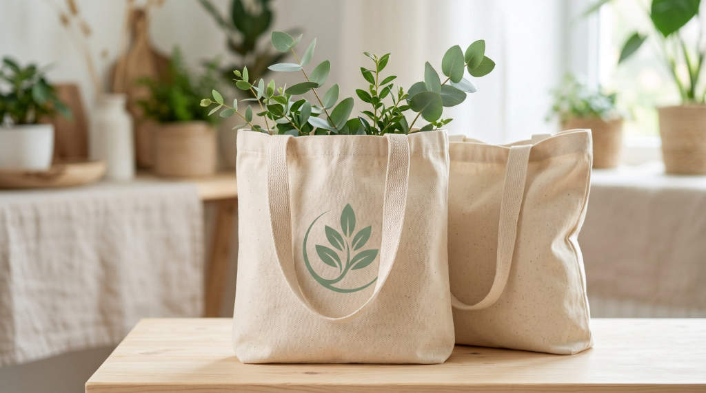 Ecobag de algodão cru com alça longa 40x50cm